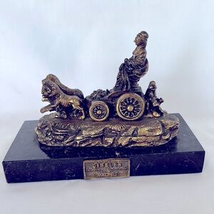 VINTAGE 1996 SCULPTURE OF THE CIBELES OF MADRID IN BRONZE ON MARBLE PEDESTAL.